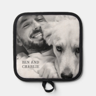 Black and White Dog Photo Pot Holder