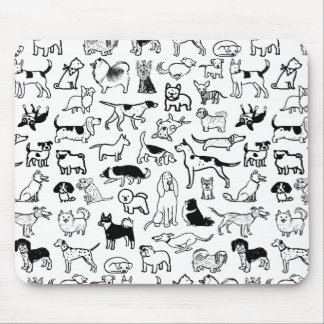 Black and White Dogs Pattern | Cool Canine Lover's Mouse Pad