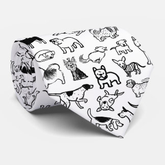 Black and White Dogs Pattern | Cool Canine Lover's Tie