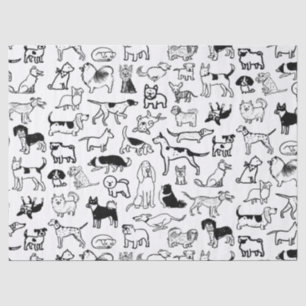 Black and White Dogs Pattern   Cute Canine Lover's Tissue Paper