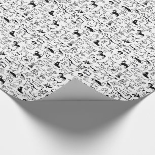 Black and White Dogs Pattern   Cute Canine Lover's Wrapping Paper