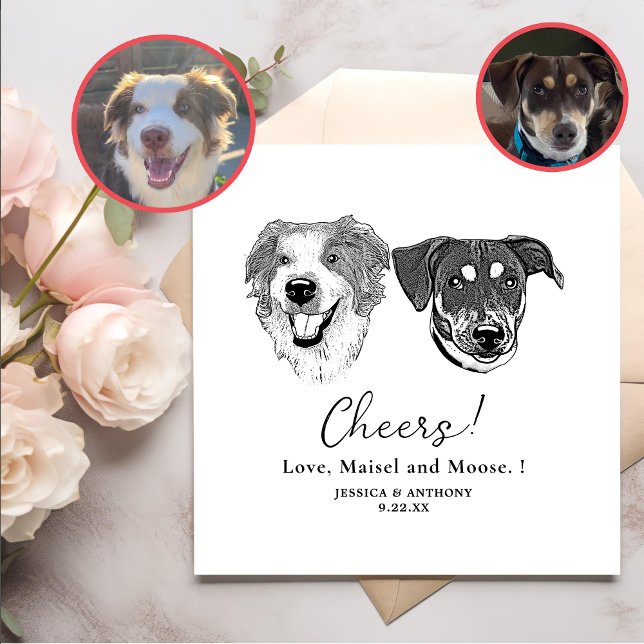 Black And White Dogs Personalised Cheers Napkin (Creator Uploaded)