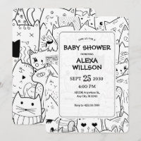 Black and white doodle cats BABY SHOWER