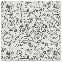 Black and white doodle pattern fabric