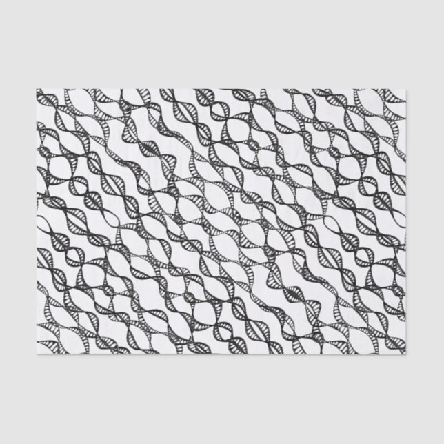 Black and White Doodle Ribbon Art Tissue Paper (Front)