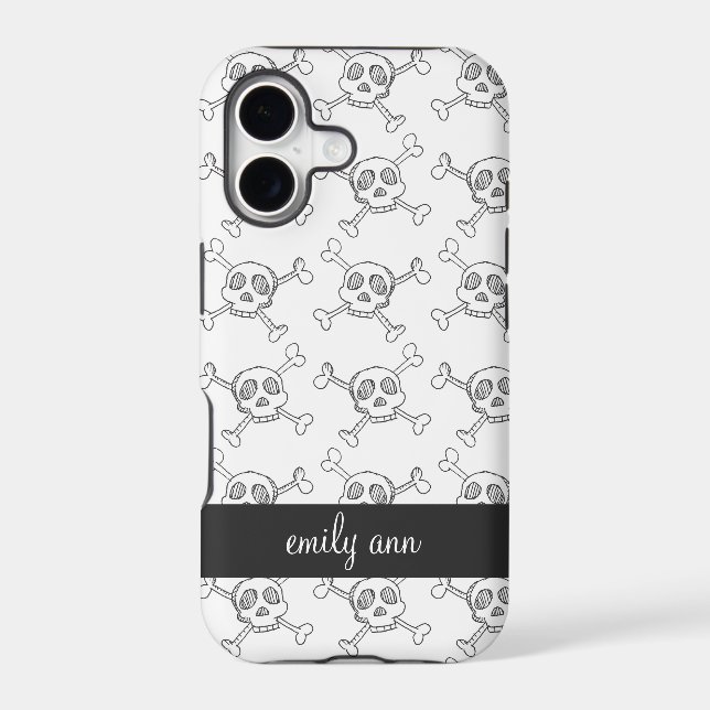 Black and White Doodle Skulls Pattern (Back)