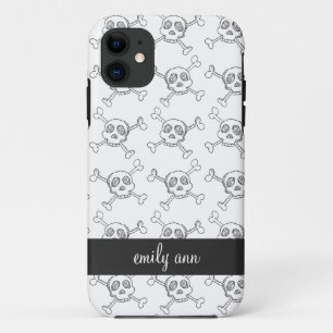 Black and White Doodle Skulls Pattern Case-Mate iPhone Case