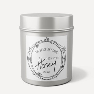 Black And White Doodle Wreath Honey Label