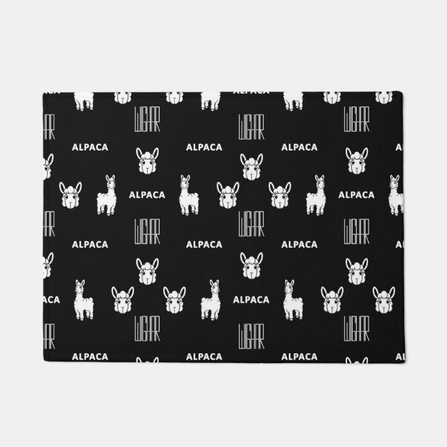 Black and White Doormat Alpaca by Wighar (Front)
