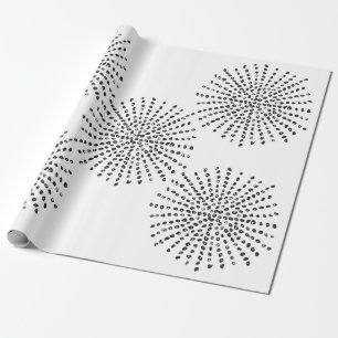 Black and White Dot Burst Pattern Gift Wrapping Paper