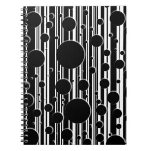 Black and White Dots and Stripes Notebook