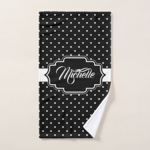 Black and White Dots Bath Towel Set