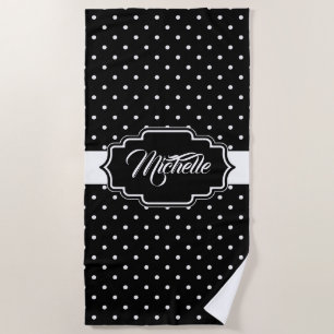 Black and White Dots Beach Towel