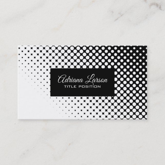 Black And White Dots Business Card (Front)