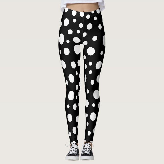 Black and White Dots Leggings (Front)