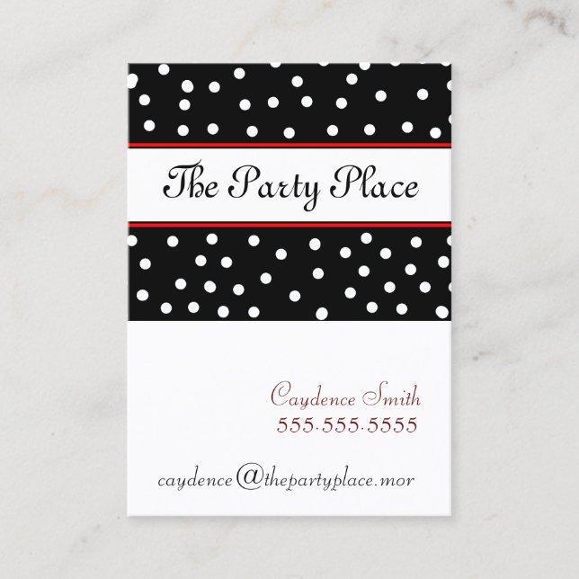 Black and White Dots-Maroon Business Card (Front)