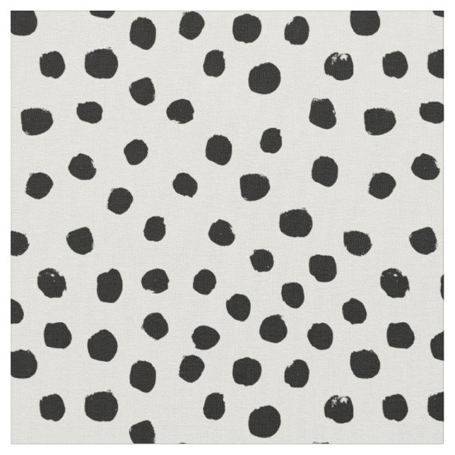 Black and white dots preppy painted dot fabric (Close Up)