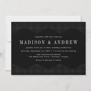Black and White Dotted Deco Wedding Invitation