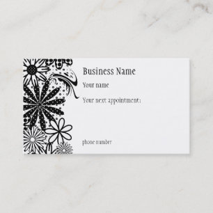 Black And White Dotted Flowers Appointment Card
