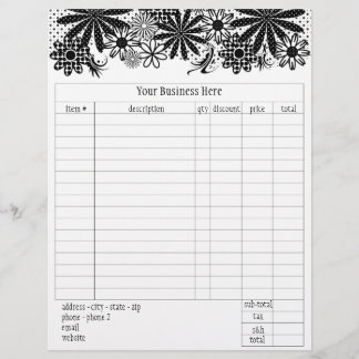 Black And White Dotted Flowers Order Form Flyer