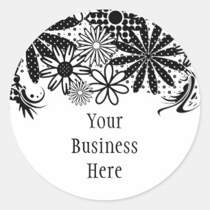 Black And White Dotted Flowers Sticker