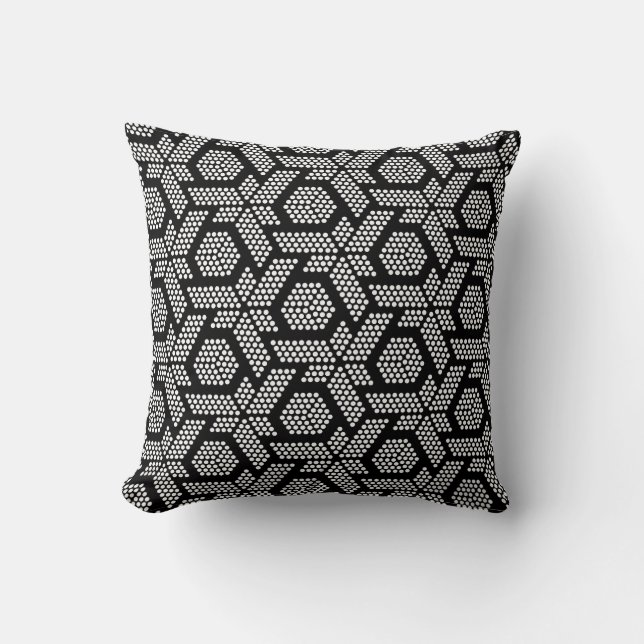 Black and white dotted Geometric pattern Cushion (Front)