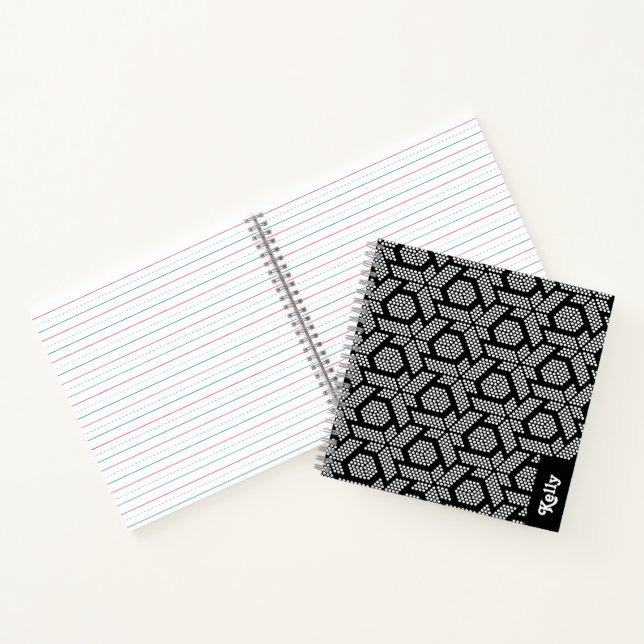 Black and white dotted geometric pattern notebook (Inside)