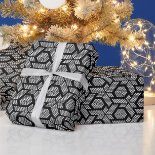 Black and white dotted geometric pattern wrapping paper