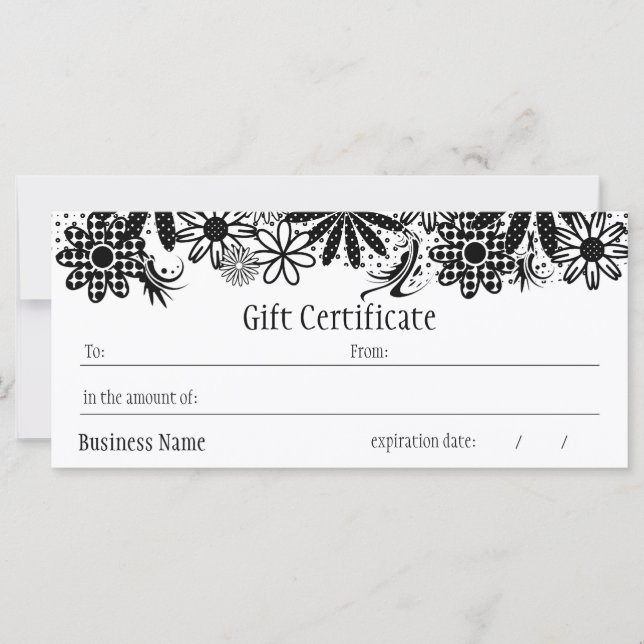 Black And White Dotted Gift Certificate (Front)