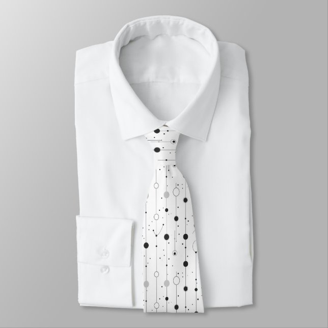 Black and White Dotted Pattern Tie (Tied)