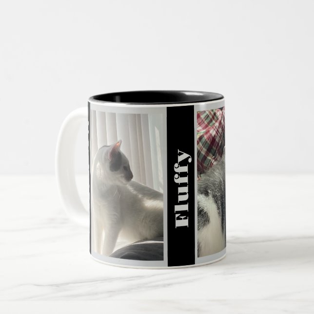 Black and White Double Pet Photo and Name Mug (Front Left)
