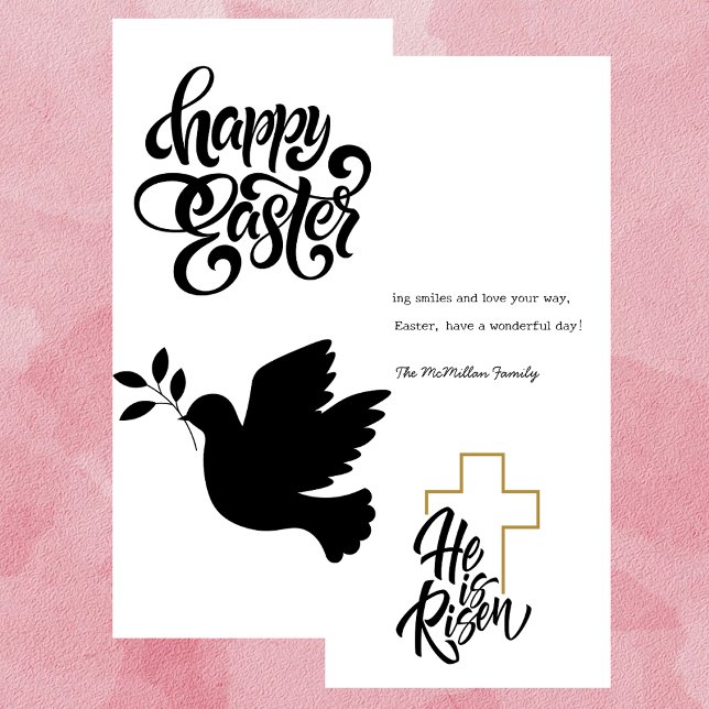 Black and White Dove Happy Easter Flat Card (Creator Uploaded)