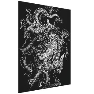 Black and White Dragon Canvas Print