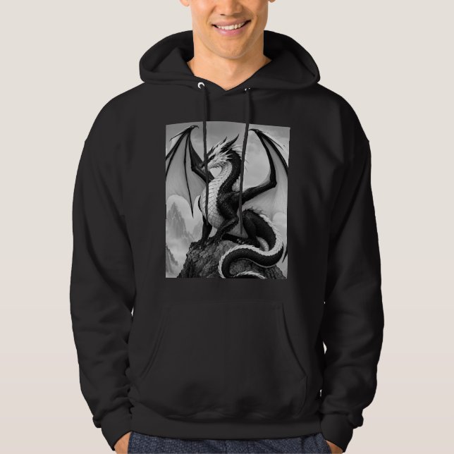 Black and white dragon hoodie (Front)