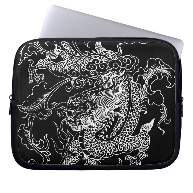 Black and White Dragon Laptop Sleeve (Front)