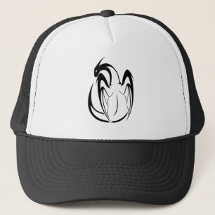 Black and White Dragon legenary Outline Trucker Hat