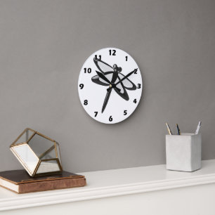 Black And White Dragonfly Round Clock