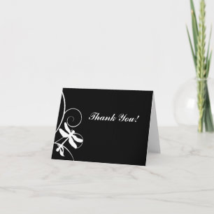 Black and White Dragonfly Thank You Card