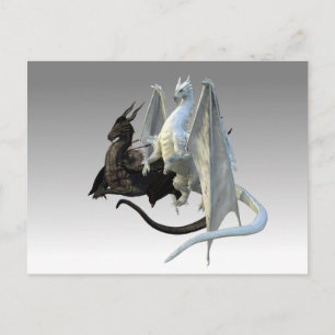 Black and White Dragons Fantasy  Postcard