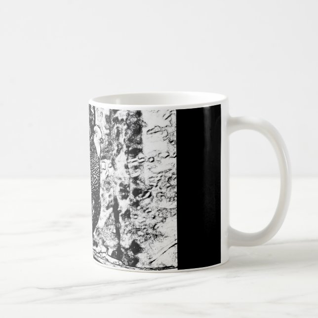 Black and white drawing of Rooster on Mug (Right)