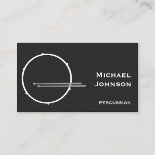 Black And White Drummer Professional Business Card