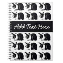 Black and White Dutch Rabbits Custom Notebook
