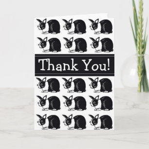 Black and White Dutch Rabbits Thank You Card