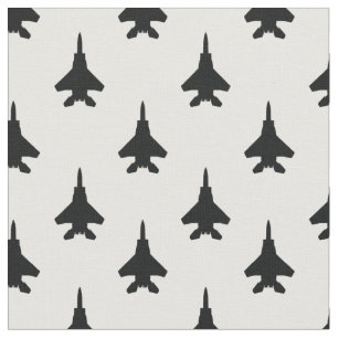 Black and White Eagle Fighter Jet Pattern Fabric