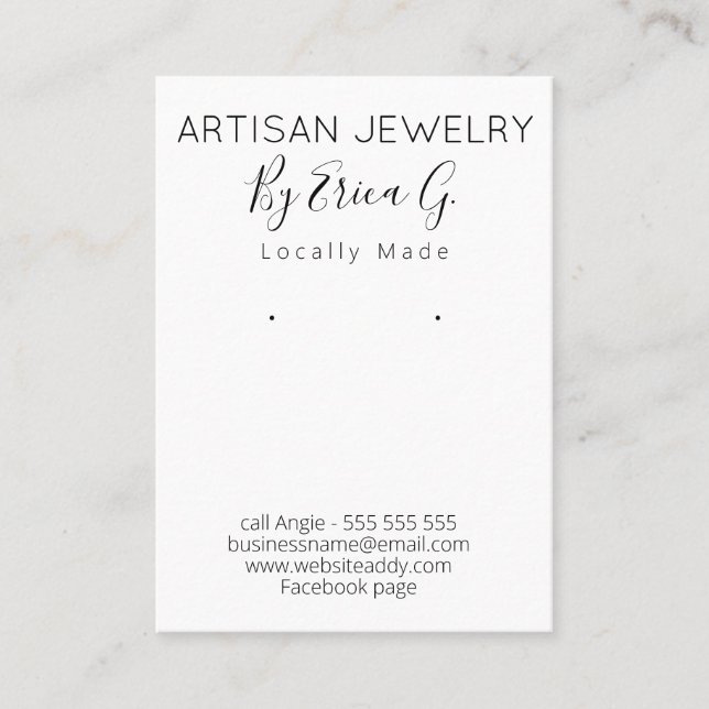 Black And White Earrings Jewellery Display Card (Front)