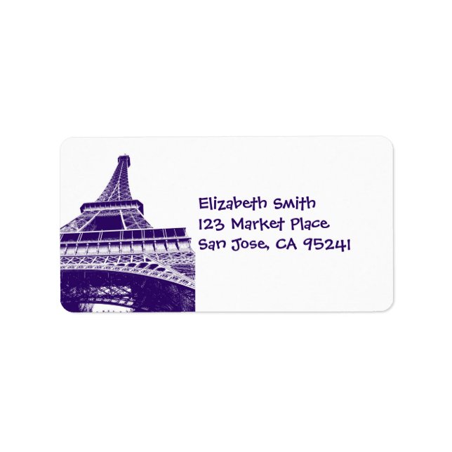 Black and White Eiffel Tower Address Labels (Front)