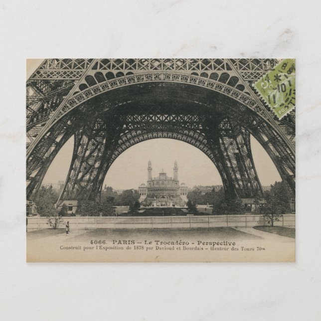 Black and White Eiffel Tower Base Postcard (Front)