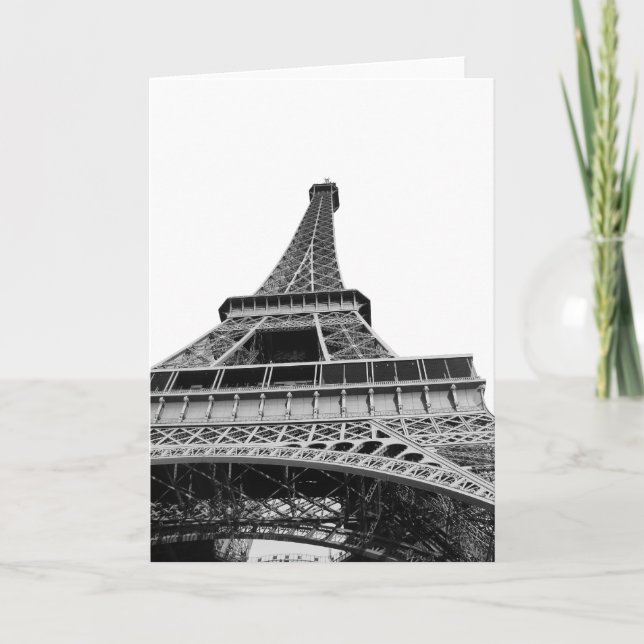 Black and White Eiffel Tower Card (Front)
