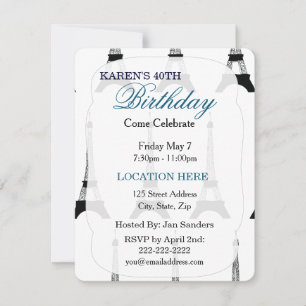 Black and White Eiffel Tower invitation template