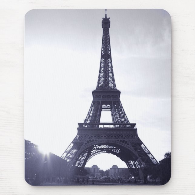 Black and White Eiffel Tower Mouse Pad (Front)